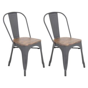 Set 2 scaune de masă Claremont din metal, gri, 83cm H x 44cm W x 51cm D