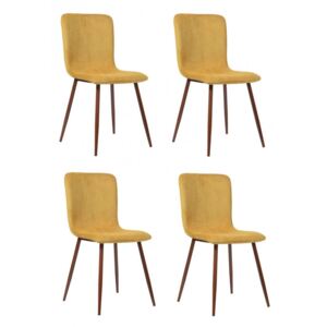 Set 4 scaune de masă tapițate Ahmad, galben, 87cm H x 54cm W x 44cm D