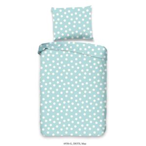 Lenjerie de pat din bumbac pentru copii Good Morning Dots, 100 x 135 cm, albastru