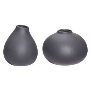 Set 2 vaze din ceramica gri inchis Round S Hubsch