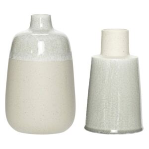 Set 2 vaze din portelan alb/gri Line Hubsch