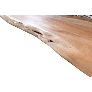 Masă de dining Freya Acacia 56 mm, 78x100x240 cm, lemn/ metal, maro/ argintiu