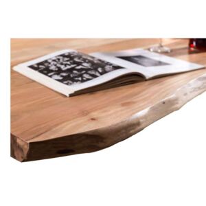 Masă de dining Freya Acacia 56 mm, 78x100x200 cm, lemn/ metal, maro/ negru