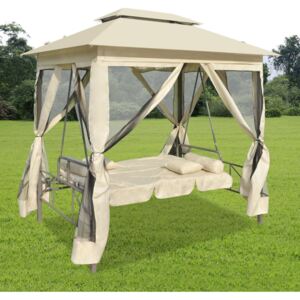 Balansoar extensibil cu pavilion, alb crem
