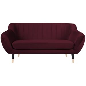 Canapea cu 2 locuri Mazzini Sofas BENITO cu picioare negre, vișiniu