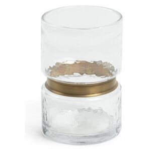 Vaza sticla transparenta cu inel alama 19.5 cm Jambala La Forma