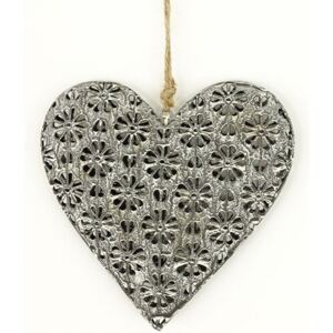 Decorațiuni metalice suspendate Floral heart, 14 cm