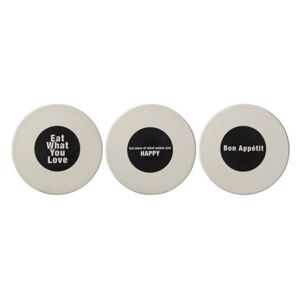 Set 3 protectii rotunde ceramice pentru masa alb/negru Bloomingville