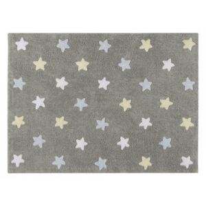 Covor dreptunghiular gri/albastru din bumbac pentru copii 120x160 cm Tricolor Stars Grey Blue Lorena Canals