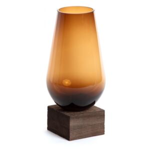 Vaza maro din sticla cu suport lemn 30 cm Ademia Large La Forma