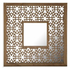Decoratiune cu oglinda maro din MDF si metal pentru perete 41x41 cm Square Wall Mirror Versa Home