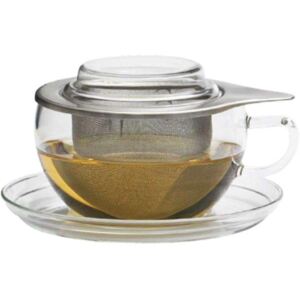 Ceașcă pentru ceai cu farfurioară, cu capac și strecurătoare Tea Time 300 ml