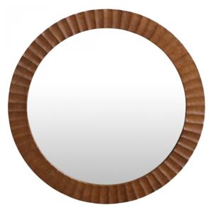 Oglinda ovala maro din lemn de tec si sticla 60 cm Aeolian Raw Materials