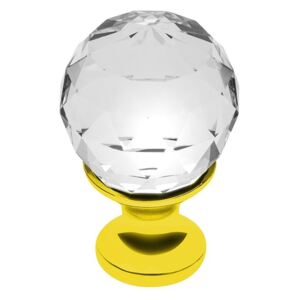 Buton pentru mobila cristal CRPA, finisaj auriu+cristal transparent, D:20 mm