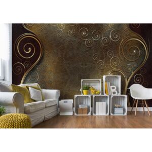 Fototapet - Ornamental Swirl Design Gold Vliesová tapeta - 208x146 cm