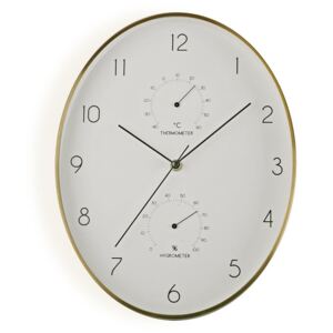 Ceas de perete oval auriu/alb din aluminiu 27,3x34,9 cm Gold Clock Versa Home