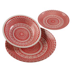 Set de masa 18 piese din ceramica Traditional Dinner Red Versa Home