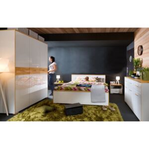 Set dormitor BFT16 Alb + stejar + alb lucios