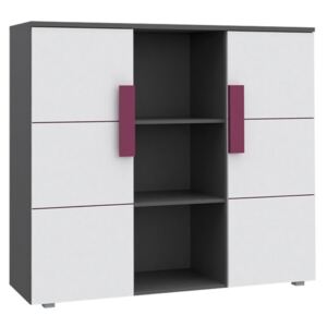 Cabinet TAAD4 Mat gri + alb + violet
