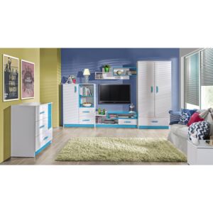 Set de camera copii RMJ15, Culoare: Alb + alb + turcoaz