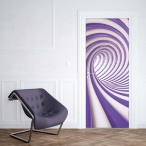 GLIX Tapet netesute pe usă - 3D Swirl Tunnel Purple And White