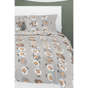 Lenjerie de pat copii Sheepy multicolor 140x200 cm