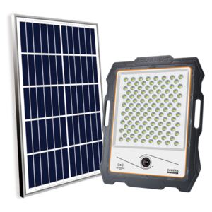 Proiector Panou Solar MJ-DW901, 100W, 82 de LED-uri cu Lumina Alba, Telecomanda