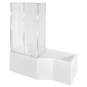 Cada asimetrica Besco Integra 170x75 cm cu paravan sticla 3 elemete varianta stanga
