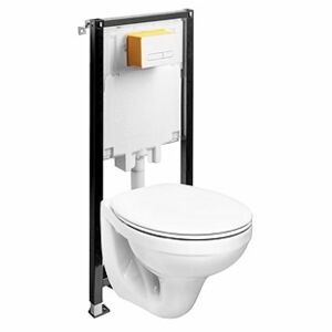 Set vas WC suspendat Kolo Idol M13100 cu rezervor si cadru incastrat Kolo Slim 2