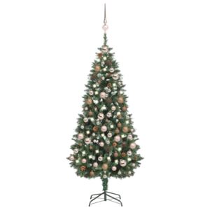 Brad de Crăciun artificial cu LED-uri/globuri/conuri 180 cm