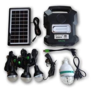 Kit solar portabil Gdlite GD-1000A, USB, bluetooth, radio FM, MP3, 4 becuri incluse