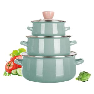 Set de oale emailate NATURAL OLIVE Banquet, 6 piese