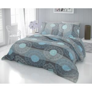 Lenjerie de pat din bumbac Napoly - gri/albastru - Mărimea single 140x200+70x90 cm