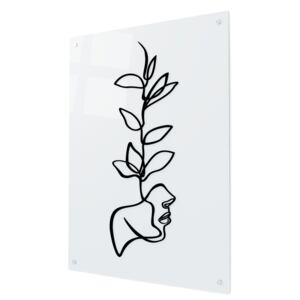 Tablou art line din sticla acrilica - Face and plant