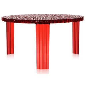 Masuta Kartell T-Table design Patricia Urquiola, 50cm, h 28cm, rosu transparent