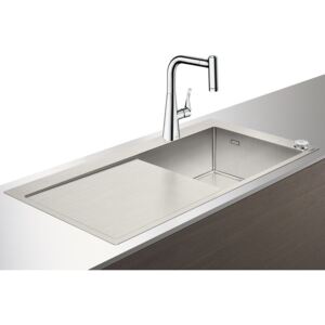 Set Hansgrohe Select Sink Combi C71-F450-02, chiuveta inox 1045mm cu picurator stanga + baterie cu pipa rotativa si dus extractibil, crom