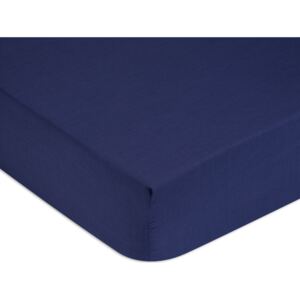 Cearceaf de pat cu elastic Tommy Hilfiger Unis Satin 90x200cm, Albastru Navy