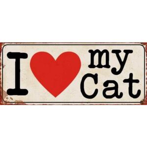 Semn metalic 30,5 x 12,8 cm "I love my cat"