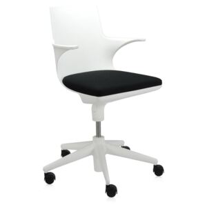 Scaun birou cu brate Kartell Spoon Chair, design Antonio Citterio & Toan Nguyen, alb-negru