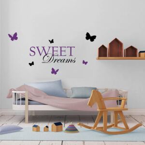 GLIX Sweet dreams - autocolant de perete Negru și violet 120 x 60 cm