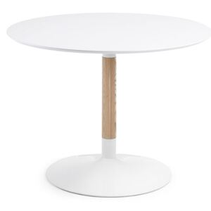 Masa dining rotunda din lemn alb 110 cm Tic La Forma