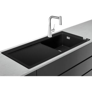 Set Hansgrohe C51-F450-03 Sink combi 450 Select Chiuveta SilicaTec picurator stanga, 51x105x19cm graphite black + Baterie din doua elemente cu dus extractibil ComfortZone 220
