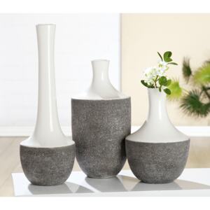 Vaza Pietra, ceramica, gri alb, 31x21 cm