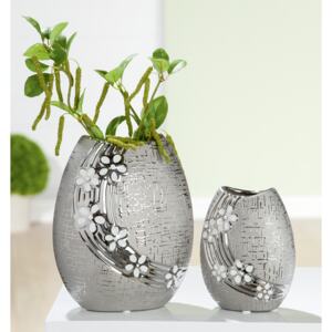 Vaza Daisy, ceramica, gri argintiu, 17.5x21.5x11.5 cm