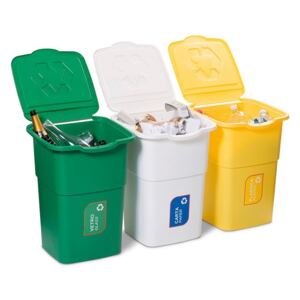 Set 3 recipiente pentru reciclare selectiva deseuri