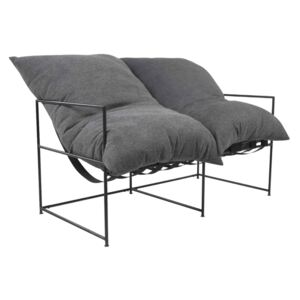 Canapea modernă 2 locuri, gri/negru, DEKER