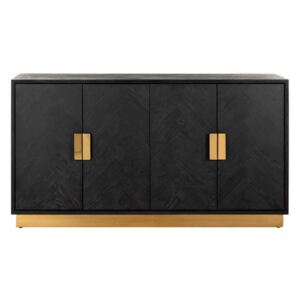 Bufet inferior negru/auriu din lemn si inox 160 cm Blackbone Sideboard Mini Gold Richmond Interiors