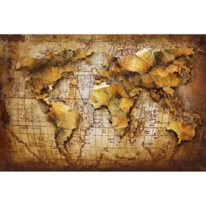 Tablou pe metal striat - Treasure map, 120x80 cm