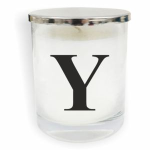 Lumânare North Carolina Scandinavian Home Decors Monogram Glass Candle Y, alb - negru
