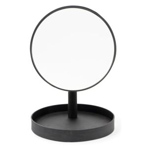 Oglindă cosmetică cu ramă din lemn de stejar Wireworks Cosmos, ø 25 cm, negru